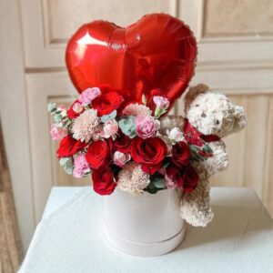 Box Floral Oso & Corazon